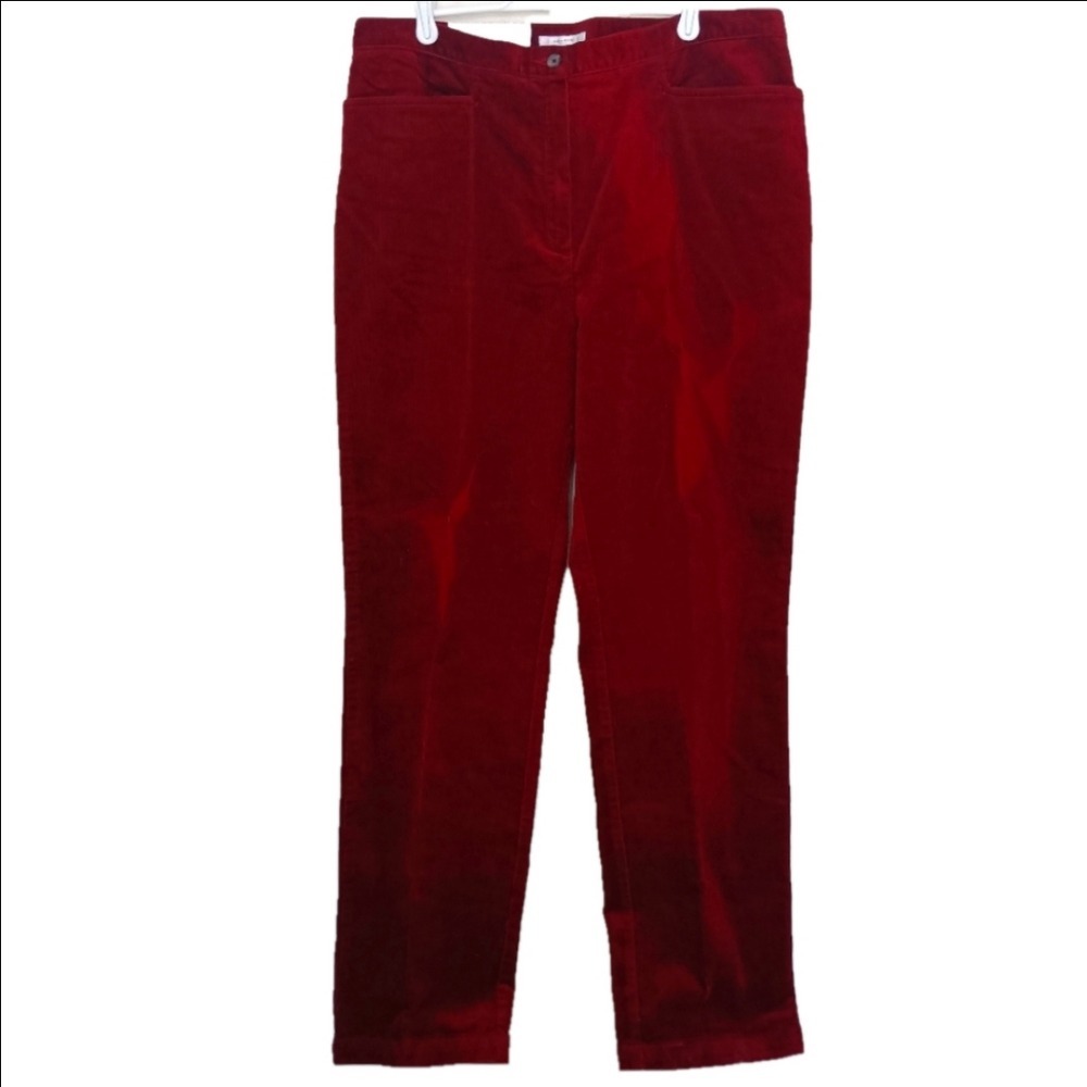 Jones Sport Stretch Corduroy Pants Women 14 Bordeaux Red Angle Pocket Straight